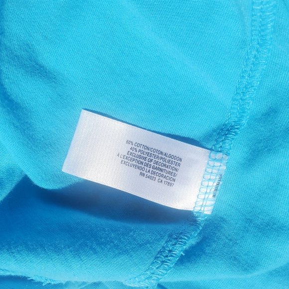 Pool Blue Top with Embroidered Floral Detail in Fuchsia - Picture 6 of 6